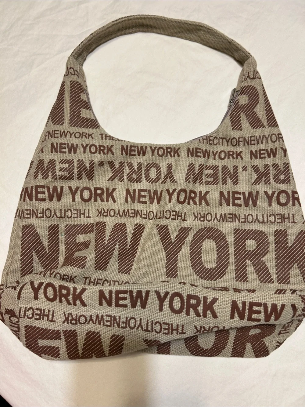 Robin Ruth New York Canvas Shoulder Bag - Brown/Cream
